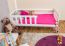 Kinderbett mit Absturzsicherung Kiefer Vollholz massiv weiß lackiert A17, inkl. Lattenrost - Abmessung 70 x 160 cm - inklusive Matratze