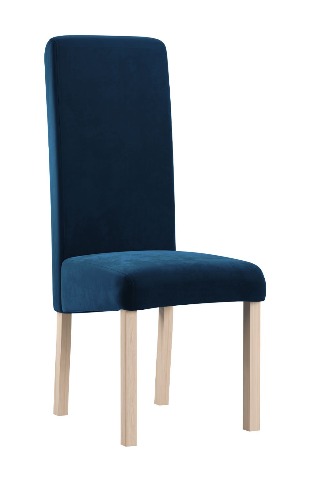 Stuhl Born 17, Buchenholz Vollholz massiv, Farbe: Natürliche Eiche / Blaue Polsterung - Abmessungen: 99 x 46 x 59 cm (H x B x T)