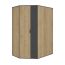 Jugendzimmer Eckschrank begehbar, Farbe: Grau / Eiche - Abmessungen: 195 x 145 x 95 cm (H x B x T) Abbildung