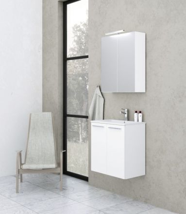 Badezimmermöbel - Set H Thane, 2-teilig inkl. Waschtisch / Waschbecken, Farbe: Weiß glänzend
