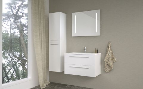 Badezimmermöbel - Set AV Rajkot, 3-teilig inkl. Waschtisch / Waschbecken, Farbe: Weiß matt