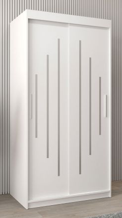 Schiebetürenschrank / Kleiderschrank Pilatus 01, Farbe: Weiß matt - Abmessungen: 200 x 100 x 62 cm ( H x B x T)
