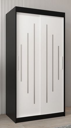 Schiebetürenschrank / Kleiderschrank Pilatus 01, Farbe: Schwarz / Weiß matt - Abmessungen: 200 x 100 x 62 cm (H x B x T)