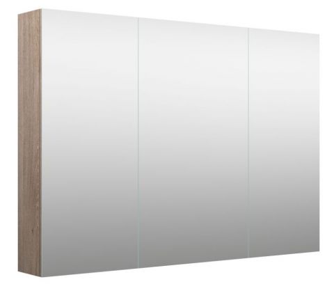 Badezimmer - Spiegelschrank Purina 06, Farbe: Eiche Grau – 70 x 100 x 14 cm (H x B x T)