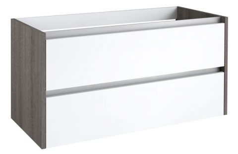 Waschtischunterschrank Kolkata 71, Farbe: Weiß glänzend / Esche Grau – 50 x 100 x 46 cm (H x B x T)