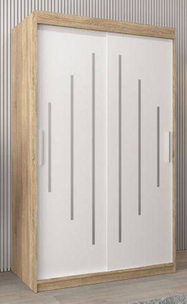 Schiebetürenschrank / Kleiderschrank Pilatus 02, Farbe: Eiche Sonoma / Weiß matt - Abmessungen: 200 x 120 x 62 cm (H x B x T)