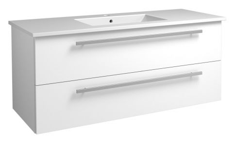 Waschtischunterschrank Bidar 90, Farbe: Weiß glänzend – 50 x 122 x 45 cm (H x B x T)