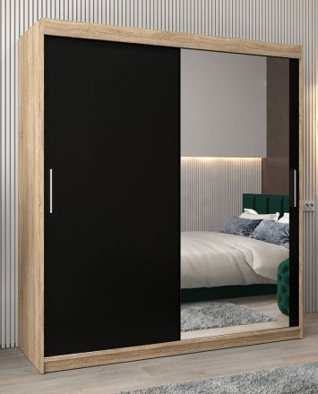 Schiebetürenschrank / Kleiderschrank Bisaurin 4C mit Spiegel, Farbe: Eiche Sonoma / Wenge - Abmessungen: 200 x 180 x 62 cm ( H x B x T)
