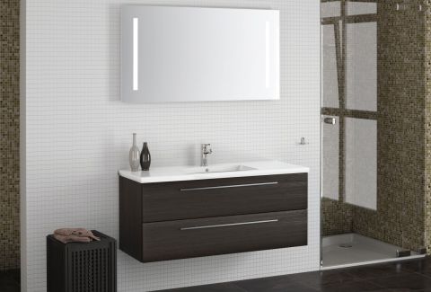 Badezimmermöbel - Set CR Rajkot, 2-teilig inkl. Waschtisch / Waschbecken, Farbe: Eiche Schwarz