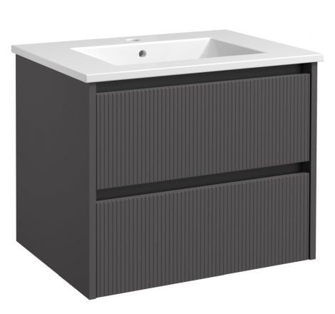 Waschtischunterschrank Malegaon 21, Farbe: Grau matt – Abmessungen: 52 x 62 x 47 cm (H x B x T)