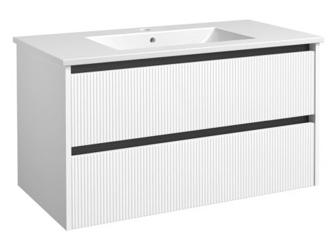 Waschtischunterschrank Malegaon 31, Farbe: Weiß matt – Abmessungen: 52 x 91 x 47 cm (H x B x T)
