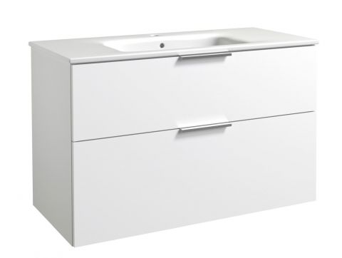 Waschtischunterschrank Ongole 17, Farbe: Weiß matt – Abmessungen: 62 x 101 x 46 cm (H x B x T)