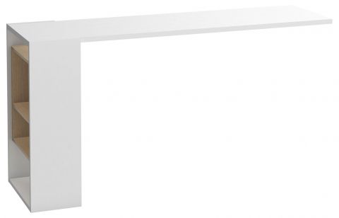 Schreibtisch für Serie Minnea, Farbe: Weiß / Eiche - Abmessungen: 72 x 142 x 42 cm (H x B x T)
