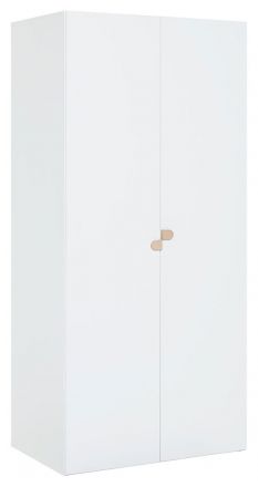 Jugendzimmer - Drehtürenschrank / Kleiderschrank Skalle 10, Farbe: Weiß - Abmessungen: 206 x 94 x 60 cm (H x B x T)