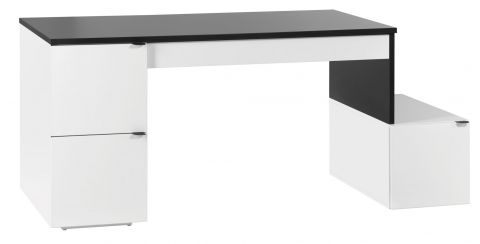 Jugendzimmer - Schreibtisch Marincho 72, 2-teilig, Farbe: Weiß / Schwarz - Abmessungen: 75 x 165 x 65 cm (H x B x T)