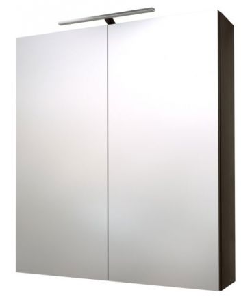 Badezimmer - Spiegelschrank Nadiad 07, Farbe: Eiche Schwarz – 70 x 60 x 14 cm (H x B x T)