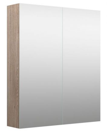 Badezimmer - Spiegelschrank Purina 02, Farbe: Eiche Grau – 70 x 60 x 14 cm (H x B x T)