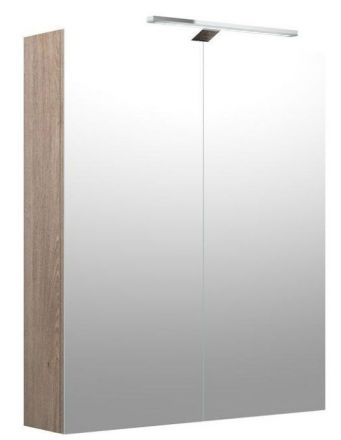 Badezimmer - Spiegelschrank Purina 08, Farbe: Eiche Grau – 70 x 60 x 14 cm (H x B x T)