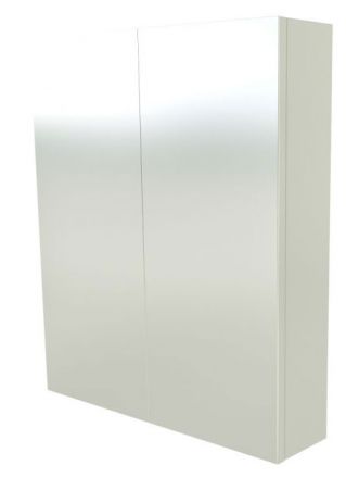 Badezimmer - Spiegelschrank Nadiad 03, Farbe: Weiß glänzend – 70 x 60 x 14 cm (H x B x T)