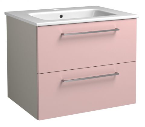 Waschtischunterschrank Noida 10, Farbe: Beige / Rosa – 50 x 61 x 46 cm (H x B x T)