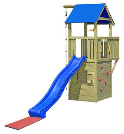 Spielturm K24 inkl. Balkon, Stauraum und Wellenrutsche - Abmessungen: 510 x 185 cm (L x B)