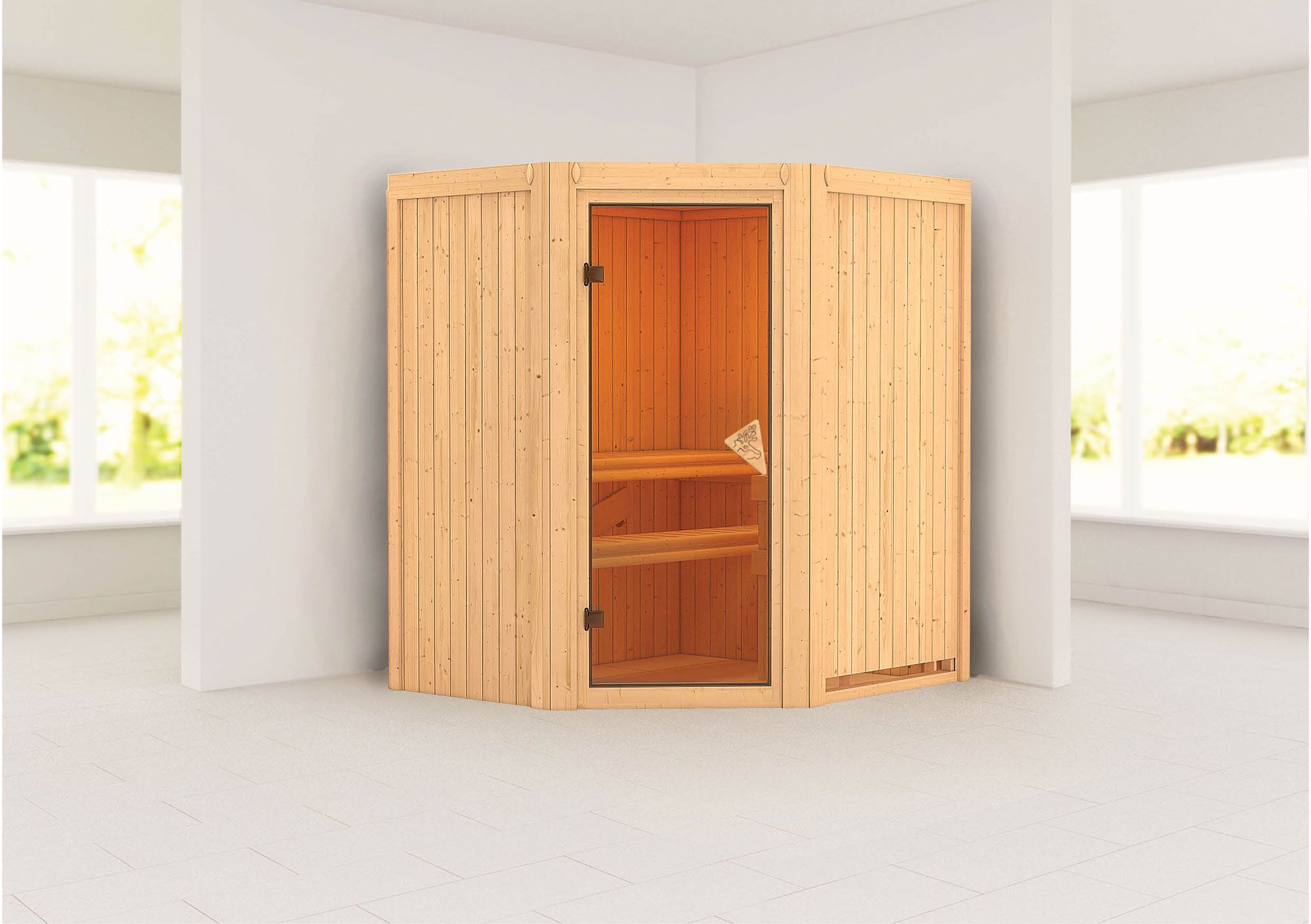 Sauna "Leevi" mit bronzierter Tür - Farbe: Natur - 170 x 151 x 198 cm (B x T x H)