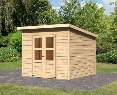 Gartenhaus / Gartenhütte aus Holz mit Pultdach, Farbe: Natur, Grundfläche: 5,74 m²