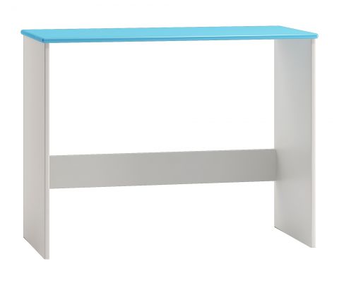 Schreibtisch Kiefer massiv Vollholz weiß blau lackiert 009 - Abmessung 77 x 110 x 47 cm (H x B x T)