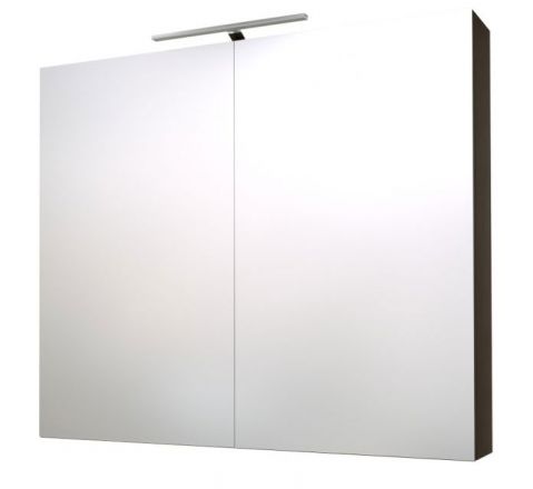 Badezimmer - Spiegelschrank Nadiad 13, Farbe: Eiche Schwarz – 70 x 80 x 14 cm (H x B x T)