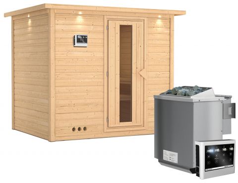 Sauna Camilia 02, 40 mm Wandstärke - 264 x 198 x 212 cm (B x T x H) - Ausführung:inkl. Bio-Ofen mit externer Steuerung