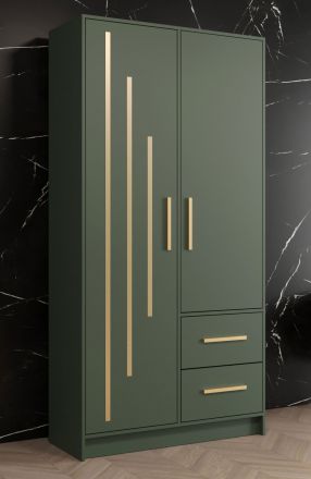 Kleiderschrank mit modernen Design und genügend Stauraum Similaun 48, Farbe: Grün - Abmessungen: 202 x 103 x 40 cm (H x B x T), mit fünf Fächern und zwei Schubladen