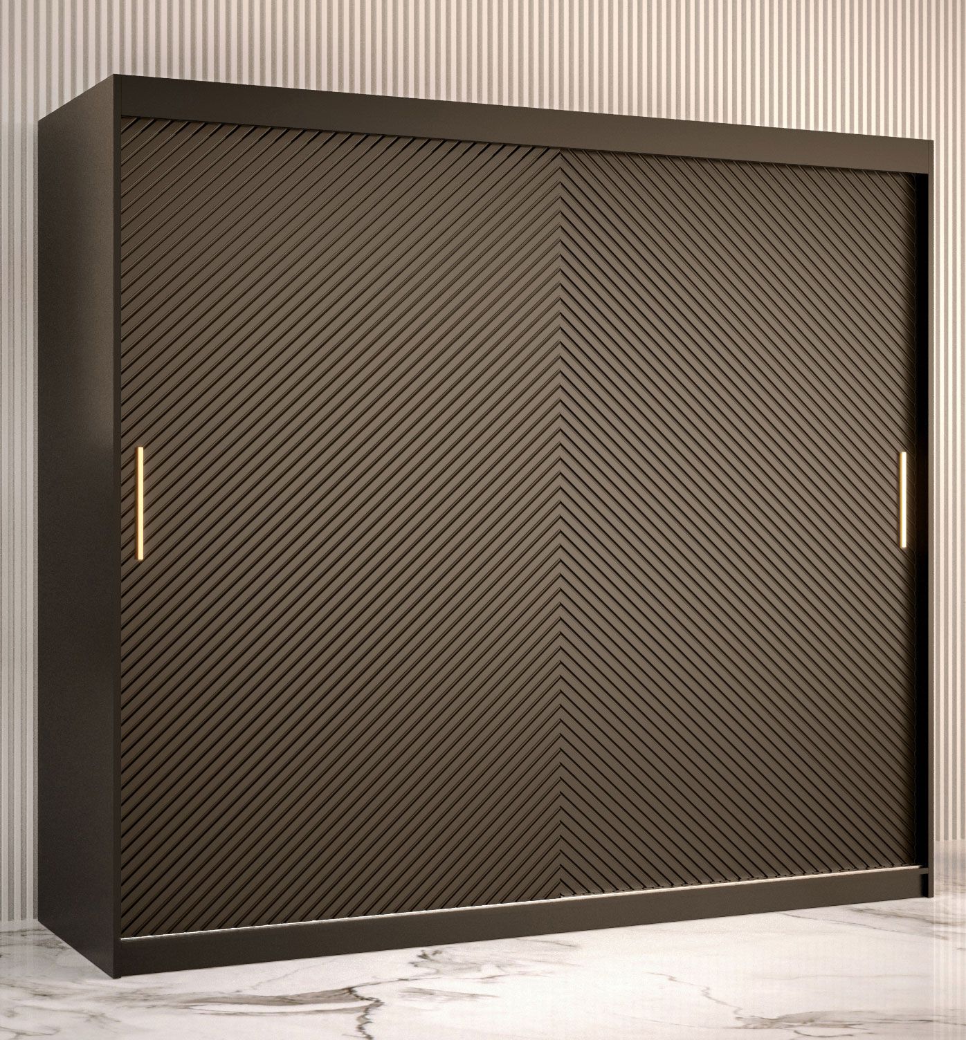 Eleganter Kleiderschrank mit schlichten Design Balmenhorn 20, Farbe: Schwarz matt - Abmessungen: 200 x 200 x 62 cm (H x B x T), mit 10 Fächern und zwei Kleiderstangen