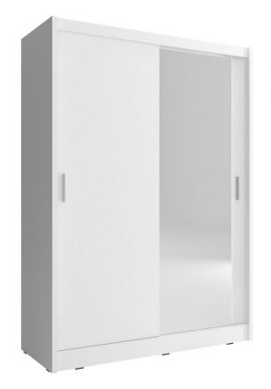 Schlichter Kleiderschrank mit einer Spiegeltür Warbreck 11, Farbe: Weiß - Abmessung: 200 x 150 x 62 cm (H x B x T), mit fünf Fächern