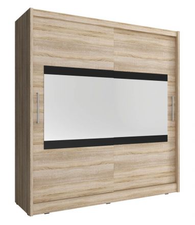 Moderner Kleiderschrank mit Spiegelstreifen Warbreck 51, Farbe: Eiche Sonoma - Abmessungen: 200 x 214 x 62 cm (H x B x T), mit genügend Stauraum
