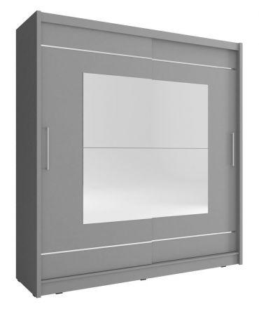 Kleiderschrank mit fünf Fächern Warbreck 61, Farbe: Grau - Abmessungen: 200 x 180 x 62 cm (H x B x T), mit Spiegel
