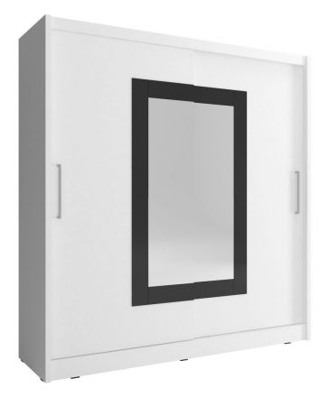 Moderner Schwebetürenschrank mit Spiegel Bickleigh 24, Farbe: Weiß - Abmessungen: 200 x 180 x 62 cm (H x B x T), mit fünf Fächern
