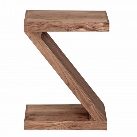 Beistelltisch in Z Form aus Akazie Massivholz, Farbe: Akazie - Abmessungen: 59 x 30 x 44 cm (H x B x T), gefertigt in Handarbeit