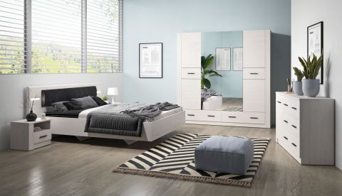 Schlafzimmer Komplett - Set A Ariana,4-teilig, Farbe: Weiß / Kiefer