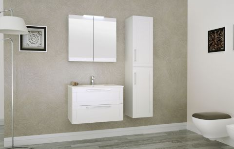 Badmöbel - Set D Eluru, 3-teilig inkl. Waschtisch / Waschbecken, Farbe: Weiß glänzend
