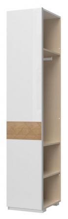 Anbaumodul für Drehtürenschrank / Kleiderschrank Faleasiu, Farbe: Weiß / Walnuss - Abmessungen: 224 x 45 x 56 cm (H x B x T)