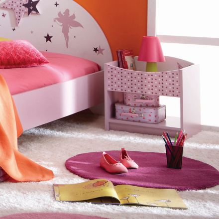 Kinderzimmer - Nachtkommode Ines 05, Farbe: Rosa - Abmessungen: 43 x 44 x 33 cm (H x B x T)