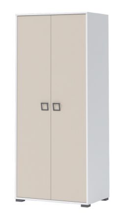 Drehtürenschrank / Kleiderschrank 12, Farbe: Weiß / Creme - Abmessungen: 198 x 84 x 56 cm (H x B x T)