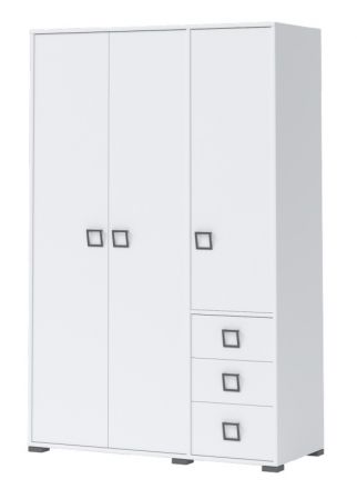 Drehtürenschrank / Kleiderschrank 14, Farbe: Weiß - Abmessungen: 198 x 126 x 56 cm (H x B x T)