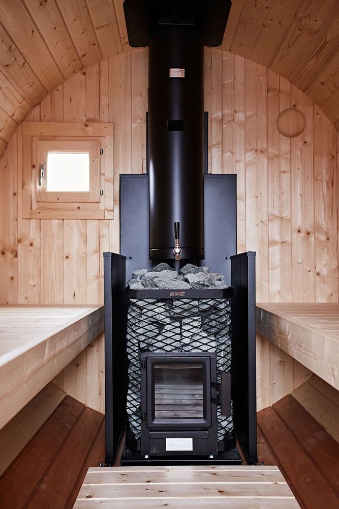 Holzbefeuertes Saunaofenset 6,8 KW inkl. Schornsteinset, Wassertank und 100 kg Saunasteinen