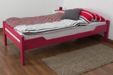 Einzelbett "Easy Premium Line" K1/1n, Buche Vollholz massiv Rosa lackiert - Maße: 90 x 190 cm