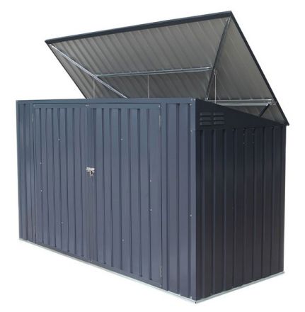 Mülltonnenbox / Metallgerätehaus, Maße: 235 x 100 x 130 cm  (L x B x H), Farbe: Anthrazit