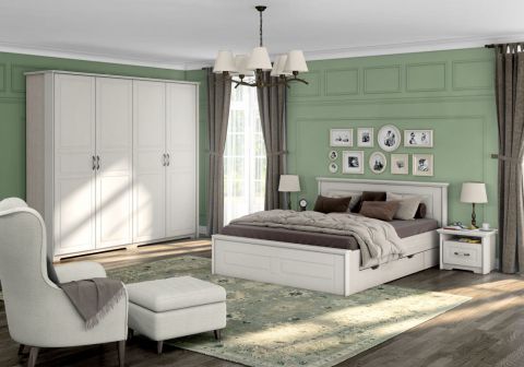 Schlafzimmer Komplett - Set B Falefa, 5-teilig, Farbe: Elfenbein