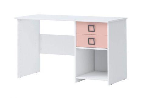 Kinderzimmer - Schreibtisch Benjamin 45, Farbe: Weiß / Rosa - Abmessungen: 74 x 125 x 60 cm (H x B x T)
