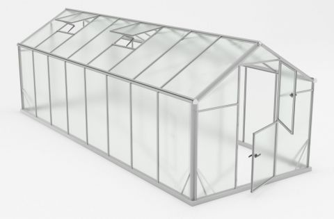 Gewächshaus - Glashaus Rucola L12, Wände: 4 mm gehärtetes Glas, Dach: 6 mm HKP mehrwandig, Grundfläche: 12,50 m² - Abmessungen: 570 x 220 cm (L x B)