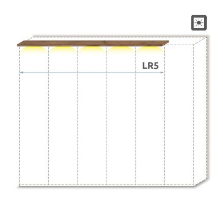Oberer LED-Rahmen für Drehtürenschrank / Kleiderschrank Manase 15 und Anbaumodule, Farbe: Eiche Braun - Breite: 252 cm
